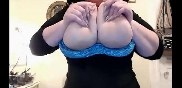  Hot milf squeezed  big boobs tease